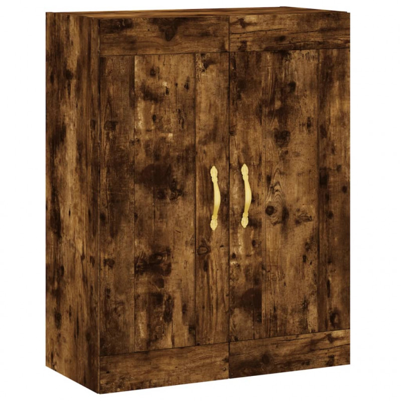 Witrynka przydymiony dąb 69,5x34x180 cm materiał drewnopochodny