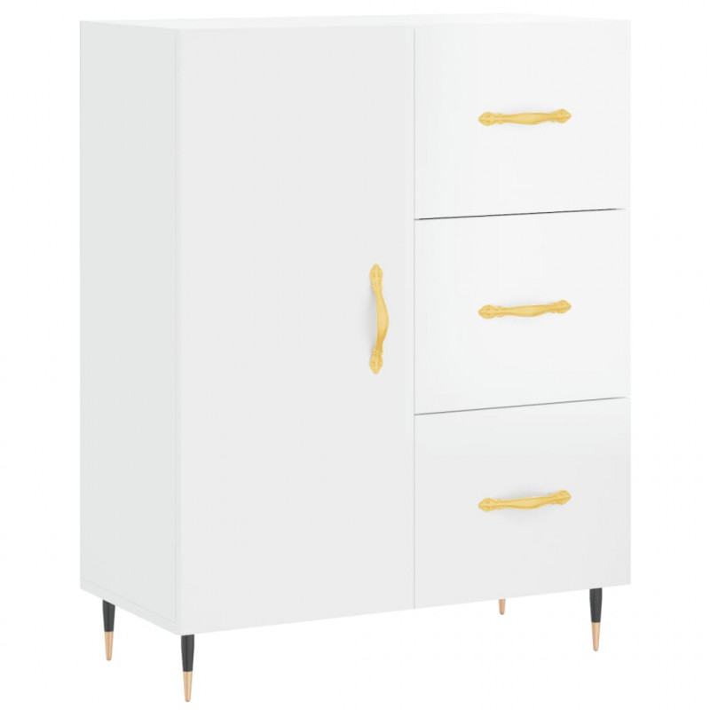 Witrynka biała połysk 69,5x34x180 cm materiał drewnopochodny