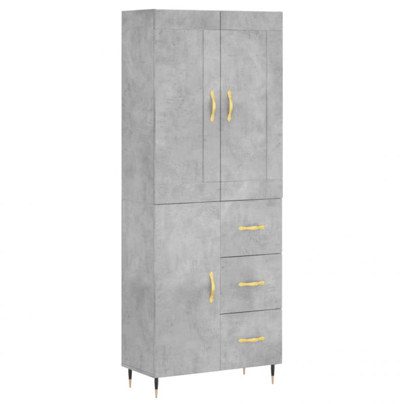 Witrynka, szarość betonu 69,5x34x180 cm materiał drewnopochodny