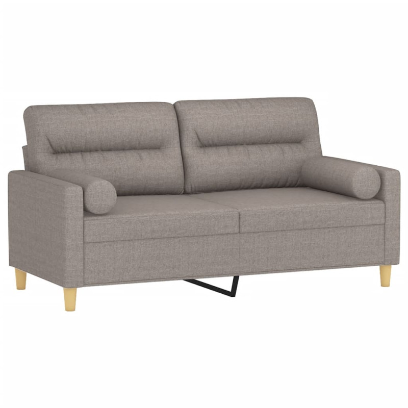 2-osobowa sofa z poduszkami, taupe, 140 cm, tkanina