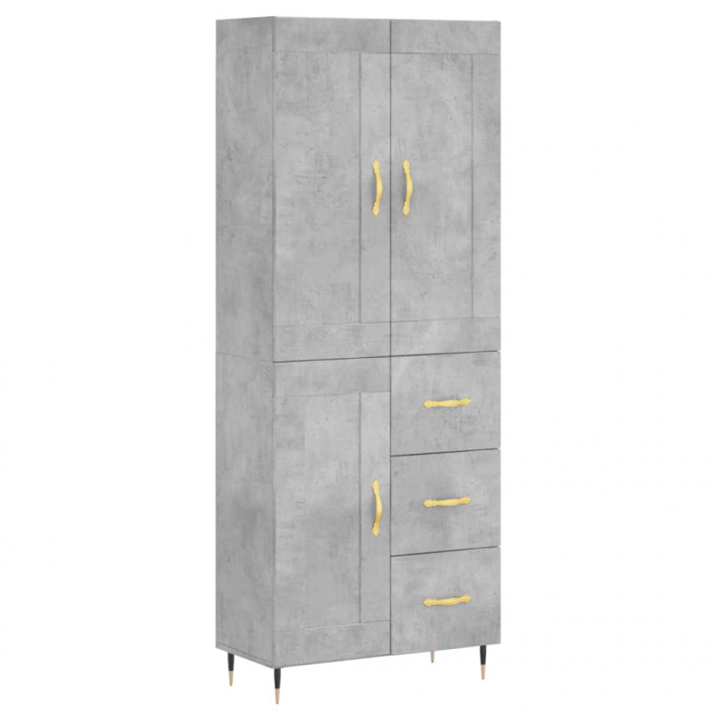 Witrynka, szarość betonu 69,5x34x180 cm materiał drewnopochodny