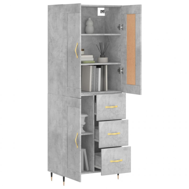 Witrynka, szarość betonu 69,5x34x180 cm materiał drewnopochodny
