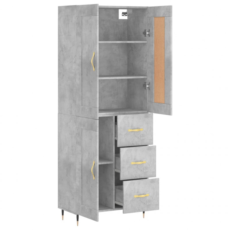 Witrynka, szarość betonu 69,5x34x180 cm materiał drewnopochodny