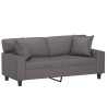 2-osobowa sofa z poduszkami, szara, 140 cm, sztuczna skóra