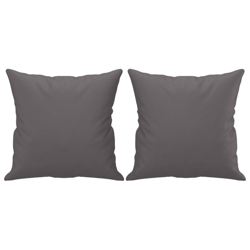 2-osobowa sofa z poduszkami, szara, 140 cm, sztuczna skóra