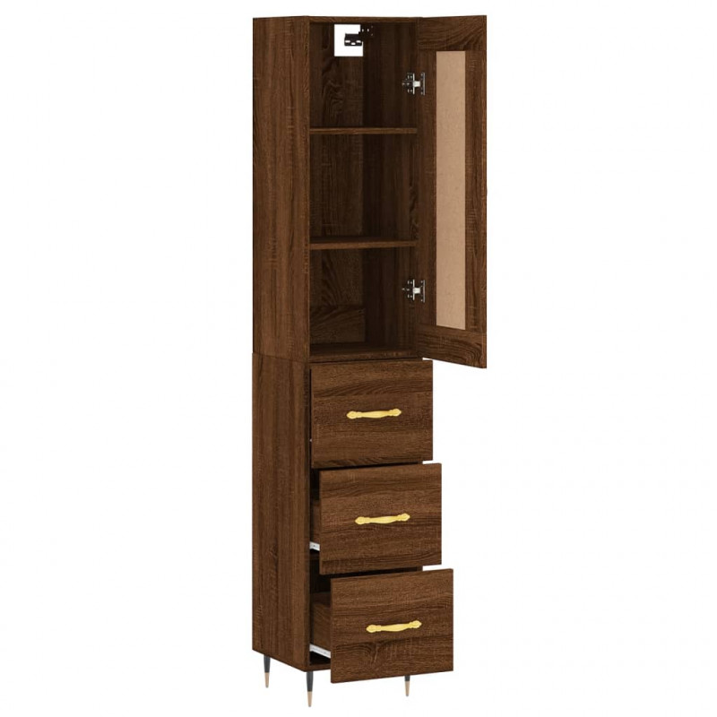 Wysoka szafka, brązowy dąb, 34,5x34x180 cm