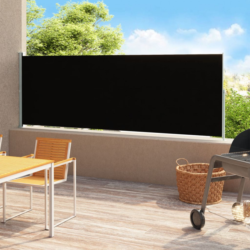 Zwijana markiza boczna na taras, 180x500 cm, czarna