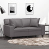 2-osobowa sofa z poduszkami, szara, 120 cm, sztuczna skóra