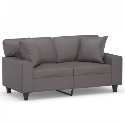 2-osobowa sofa z poduszkami, szara, 120 cm, sztuczna skóra