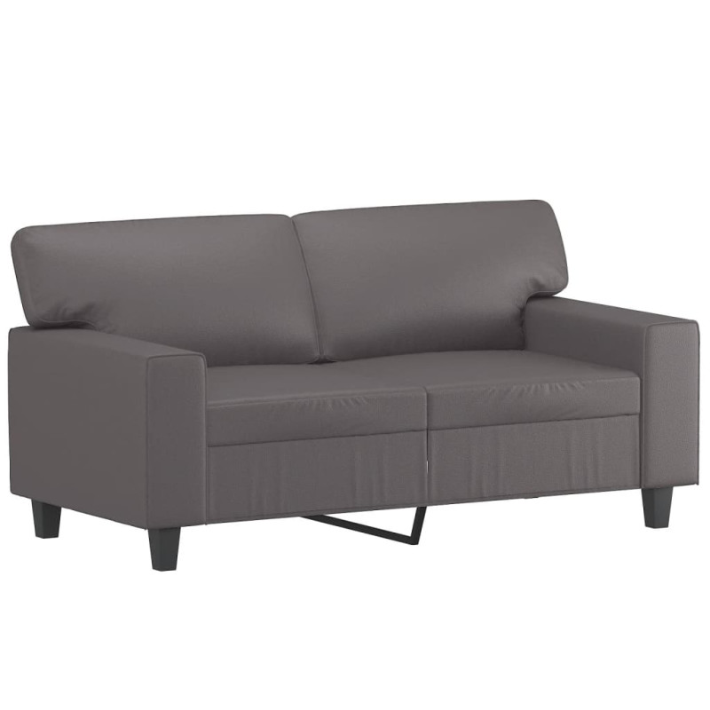 2-osobowa sofa z poduszkami, szara, 120 cm, sztuczna skóra