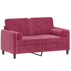 2-osobowa sofa z poduszkami, winna czerwień, 120 cm, aksamit