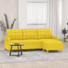 3-osobowa sofa z podnóżkiem, jasnożółty, 180 cm, tkaniną