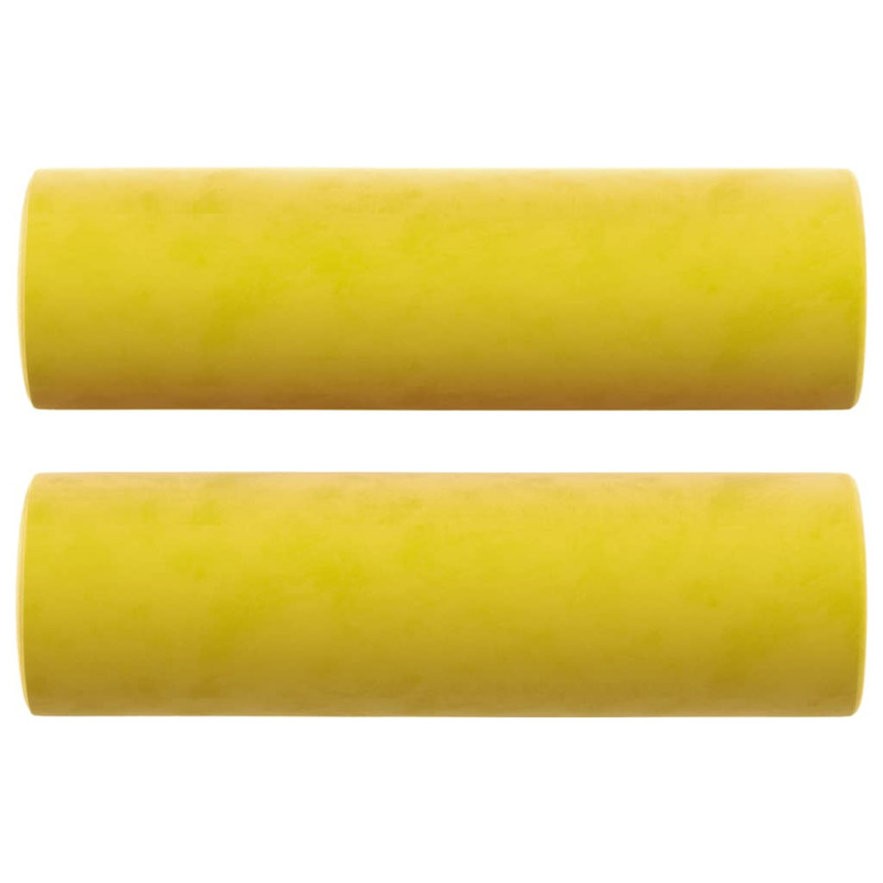 2-osobowa sofa z poduszkami, żółta, 120 cm, aksamit