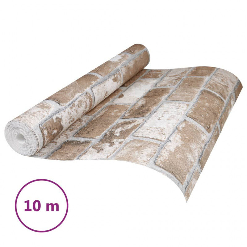 Tapeta 3D z wzorem cegieł, brązowa, 10x0,53 m, flizelina
