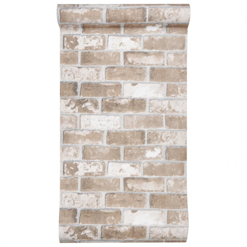 Tapeta 3D z wzorem cegieł, brązowa, 10x0,53 m, flizelina