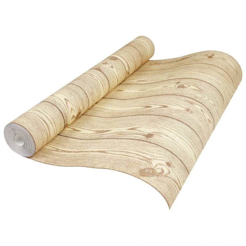 Tapeta 3D, z wzorem desek, brązowa, 10x0,53 m, flizelina