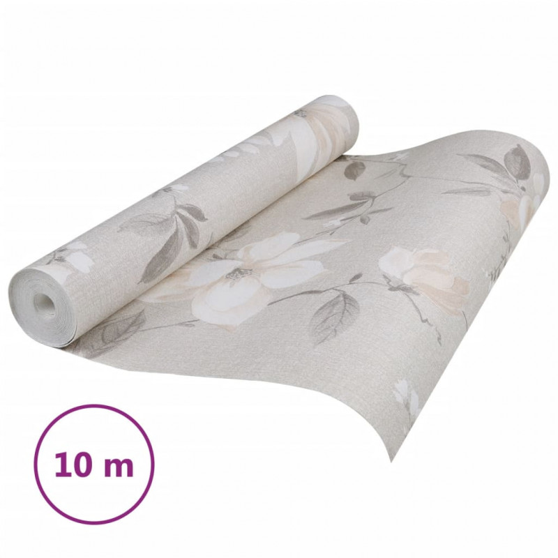 Tapeta 3D z wzorem kwiatów, szara, 10x0,53 m, flizelina