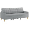 3-osobowa sofa z poduszkami, jasnoszara, 180 cm, tkanina