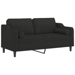 2-osobowa sofa z poduszkami, czarna, 140 cm, tkanina