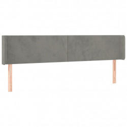 Zagłówek do łóżka z LED, jasnoszary, 203x16x78/88 cm, aksamit