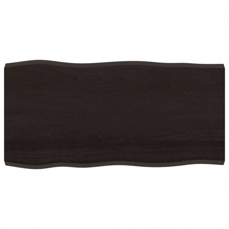 Blat ciemnobrązowy 100x50x(2-4) cm drewno z naturalną krawędzią