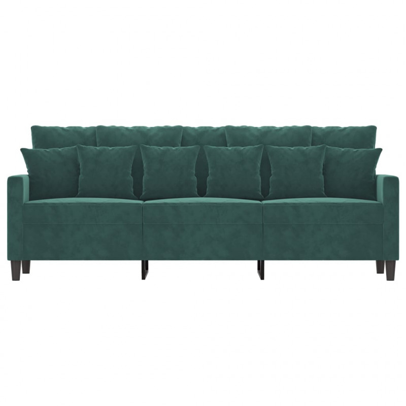 Sofa 3-osobowa, ciemnozielony, 180 cm, obita aksamitem