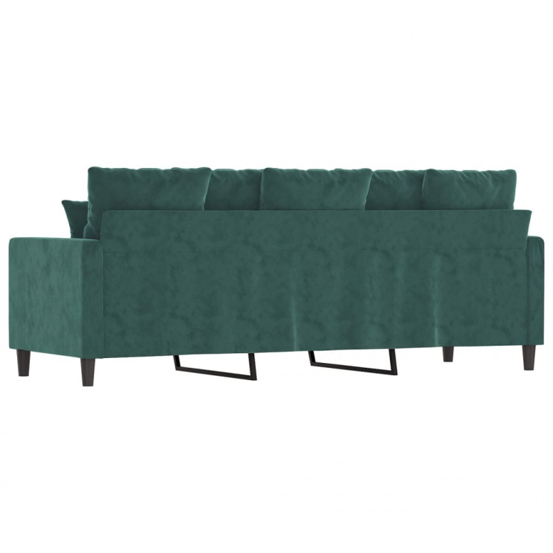 Sofa 3-osobowa, ciemnozielony, 180 cm, obita aksamitem
