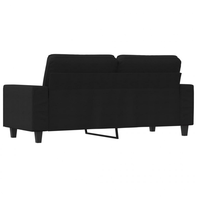Sofa 2-osobowa, czarna, 140 cm, tapicerowana tkaniną