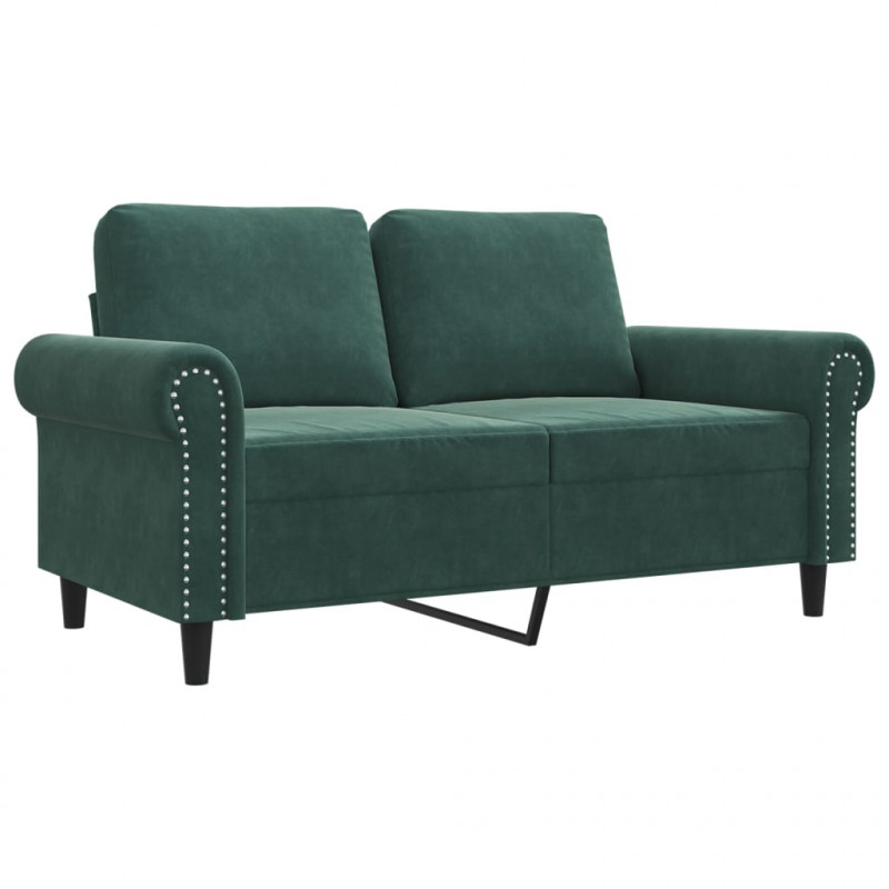 Sofa 2-osobowa, ciemnozielona, 120 cm, tapicerowana aksamitem