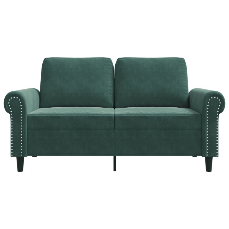 Sofa 2-osobowa, ciemnozielona, 120 cm, tapicerowana aksamitem