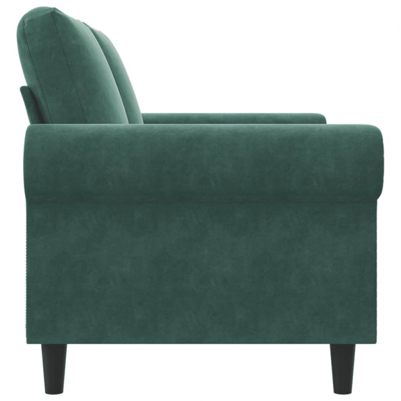 Sofa 2-osobowa, ciemnozielona, 120 cm, tapicerowana aksamitem