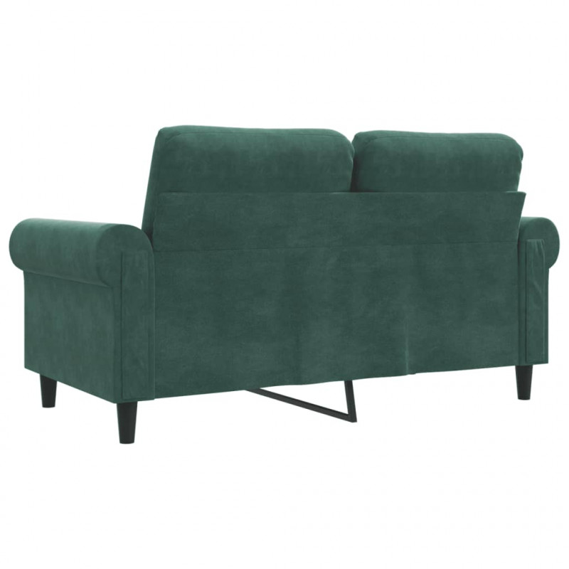 Sofa 2-osobowa, ciemnozielona, 120 cm, tapicerowana aksamitem