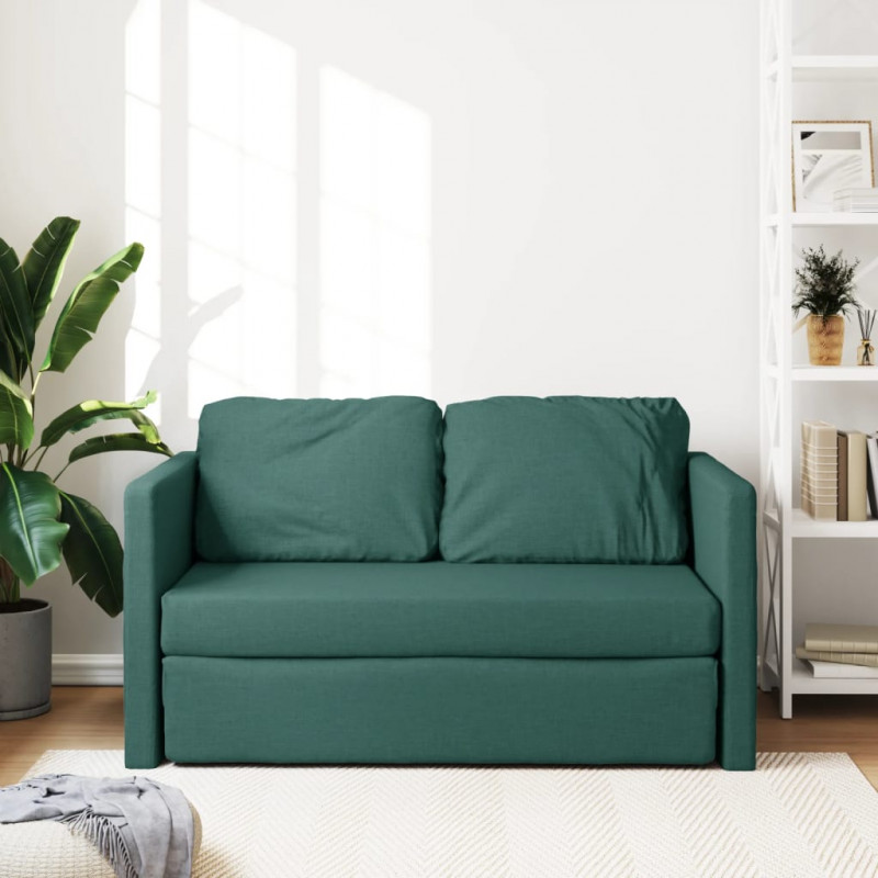 Sofa podłogowa 2-w-1, ciemnozielona, 112x174x55 cm, tkanina