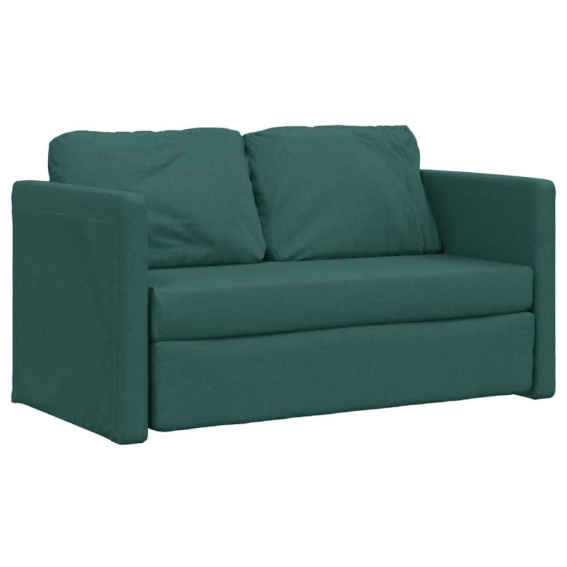 Sofa podłogowa 2-w-1, ciemnozielona, 112x174x55 cm, tkanina