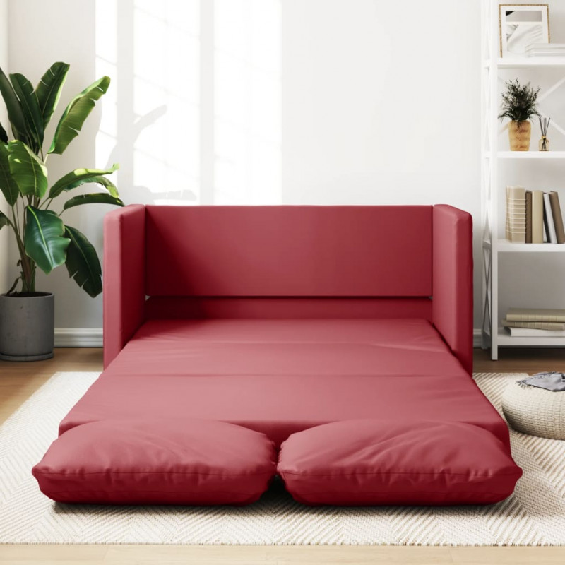 Sofa podłogowa 2-w-1, kolor wina, 112x174x55 cm, sztuczna skóra