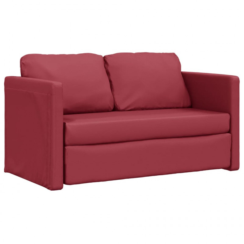 Sofa podłogowa 2-w-1, kolor wina, 112x174x55 cm, sztuczna skóra