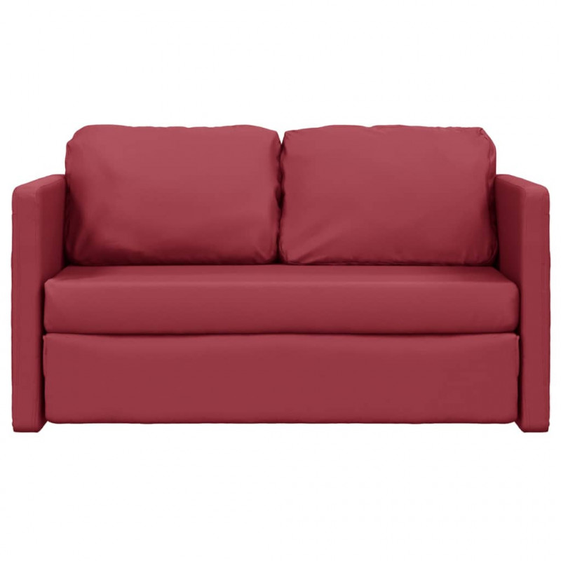 Sofa podłogowa 2-w-1, kolor wina, 112x174x55 cm, sztuczna skóra