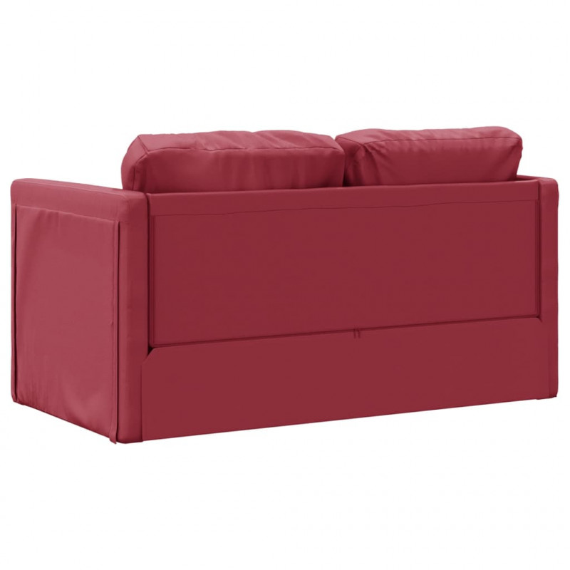 Sofa podłogowa 2-w-1, kolor wina, 112x174x55 cm, sztuczna skóra
