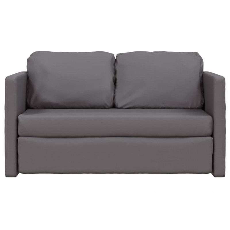Sofa podłogowa 2-w-1, szara, 112x174x55 cm, sztuczna skóra