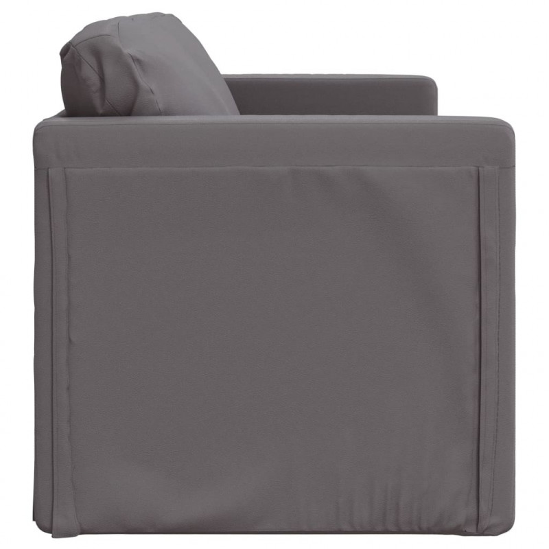 Sofa podłogowa 2-w-1, szara, 112x174x55 cm, sztuczna skóra
