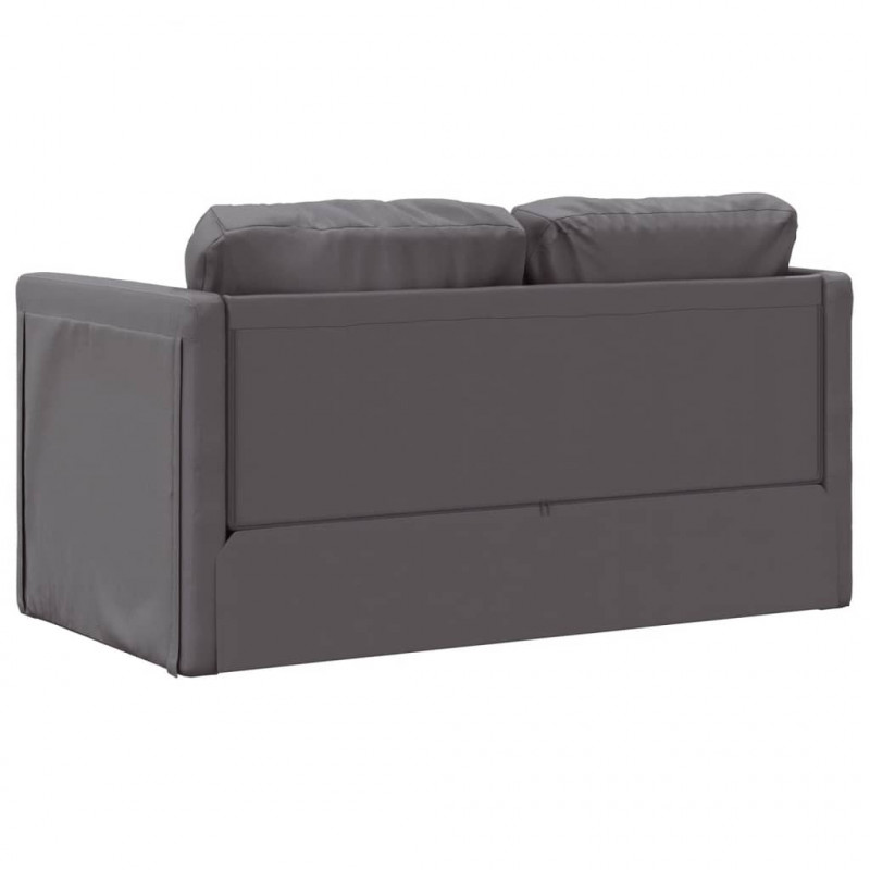 Sofa podłogowa 2-w-1, szara, 112x174x55 cm, sztuczna skóra