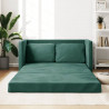 Sofa podłogowa 2-w-1, ciemnozielona, 122x204x55 cm, aksamit