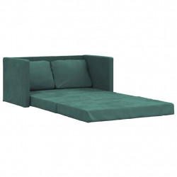 Sofa podłogowa 2-w-1, ciemnozielona, 122x204x55 cm, aksamit