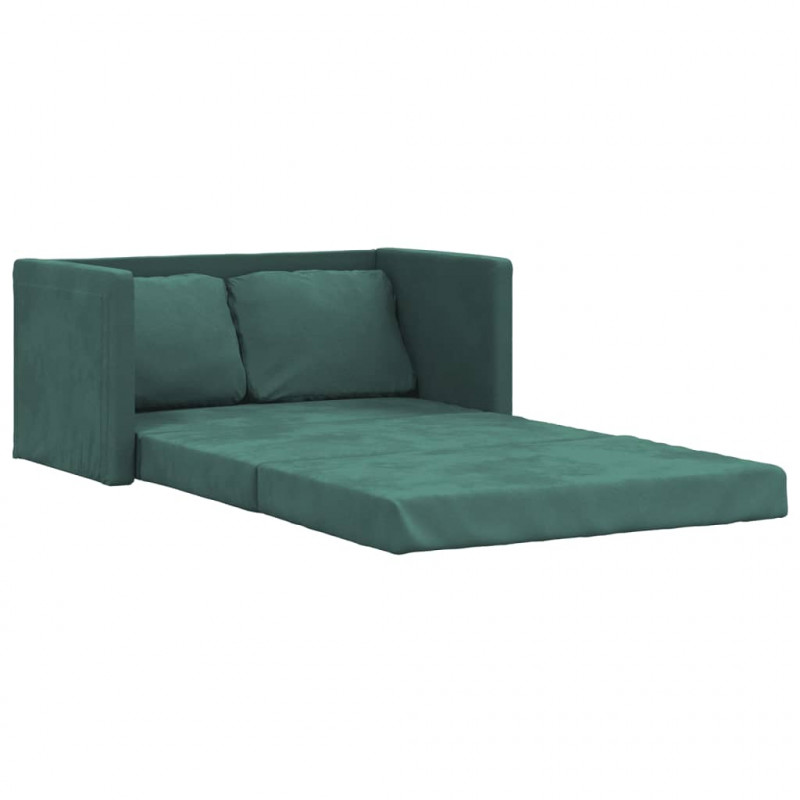 Sofa podłogowa 2-w-1, ciemnozielona, 122x204x55 cm, aksamit