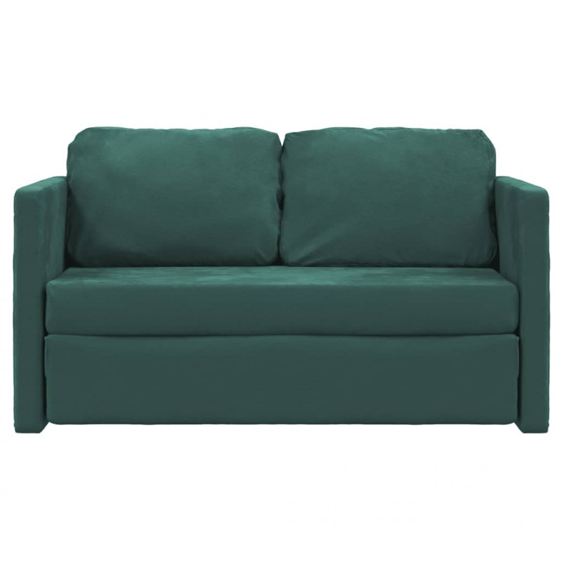 Sofa podłogowa 2-w-1, ciemnozielona, 122x204x55 cm, aksamit