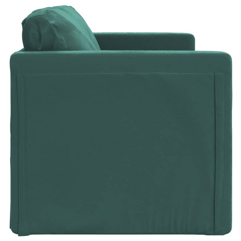 Sofa podłogowa 2-w-1, ciemnozielona, 122x204x55 cm, aksamit