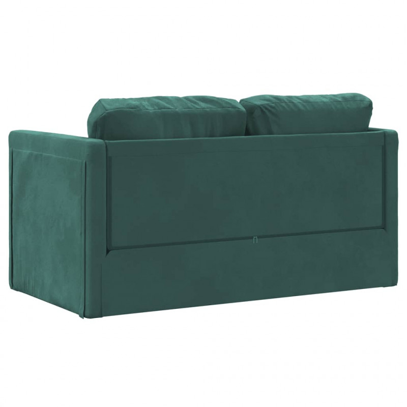 Sofa podłogowa 2-w-1, ciemnozielona, 122x204x55 cm, aksamit