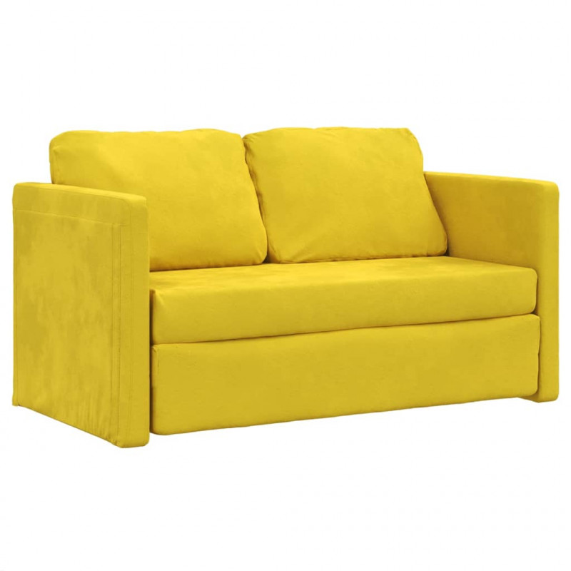 Sofa podłogowa 2-w-1, ciemnożółta, 122x204x55 cm, aksamit
