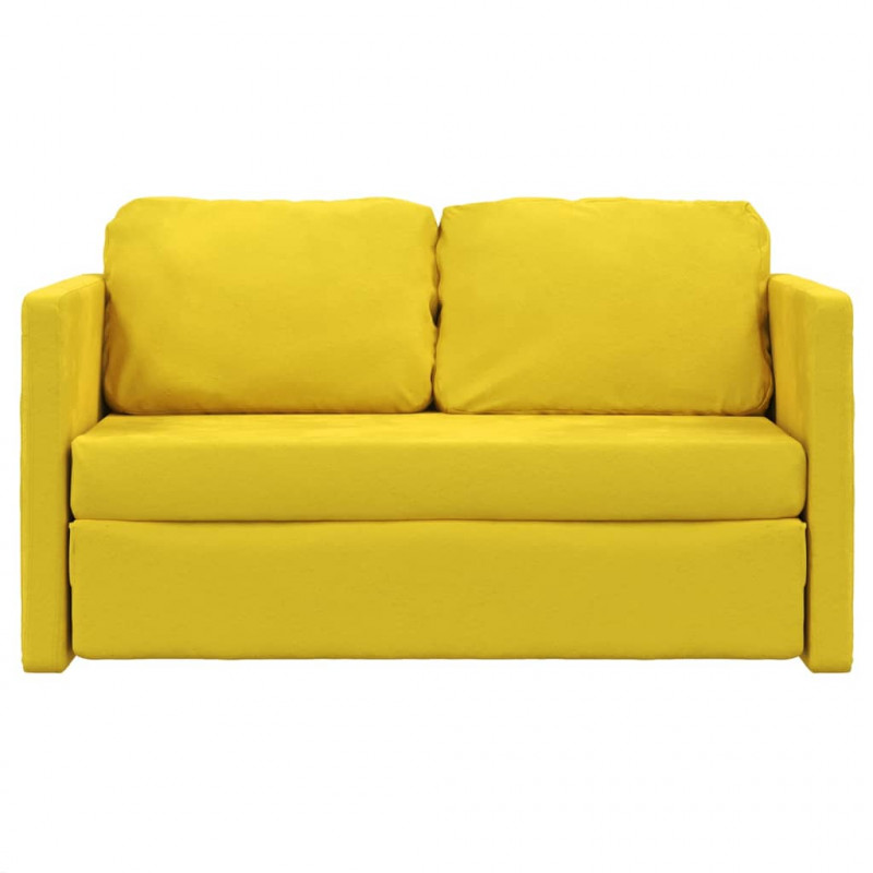 Sofa podłogowa 2-w-1, ciemnożółta, 122x204x55 cm, aksamit