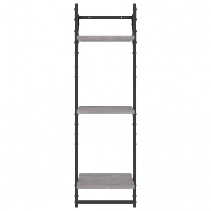 3-poziomowe półki z drążkami 2 szt. szary dąb sonoma 30x25x100